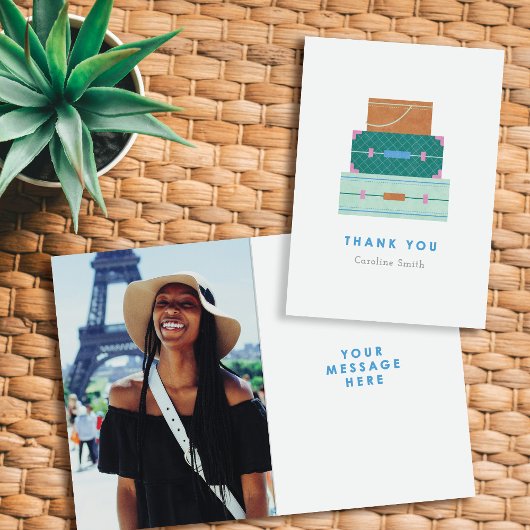 グリーンブラウンブルーラゲッジフェアウェルサンキューカード サンキューカード