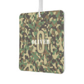 グリーンブラウンベージュ迷彩柄カモフラージモノグラム名 カーエアーフレッシュナー (左)