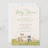 グリーンブラウンボーイ 水彩森林動物 招待状 (正面)