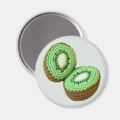 グリーンブラウンミニマリストおばあちゃんフルーツクロチェットキウイ マグネット (正面/裏面)