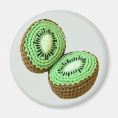 グリーンブラウンミニマリストおばあちゃんフルーツクロチェットキウイ マグネット (正面)