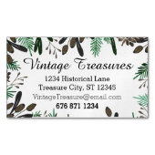 グリーンブラウンミントカラーパインコーンシダ模様 マグネット名刺 (正面)