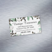 グリーンブラウンミントカラーパインコーンシダ模様 マグネット名刺 (インサイチュ)