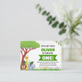 グリーンブラウン動物サファリ誕生日エンクロージャカード エンクロージャーカード (スタンド正面)