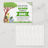 グリーンブラウン動物サファリ誕生日エンクロージャカード エンクロージャーカード (正面/裏面)