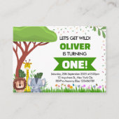 グリーンブラウン動物サファリ誕生日エンクロージャカード エンクロージャーカード (正面)