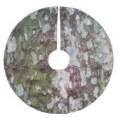 グリーンブラウン灰色カモフラージウッドバーク迷彩柄 ブラッシュドポリエステルツリースカート (正面)