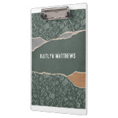 グリーンブラウン破れた紙学校パーソナライズされた クリップボード (左)