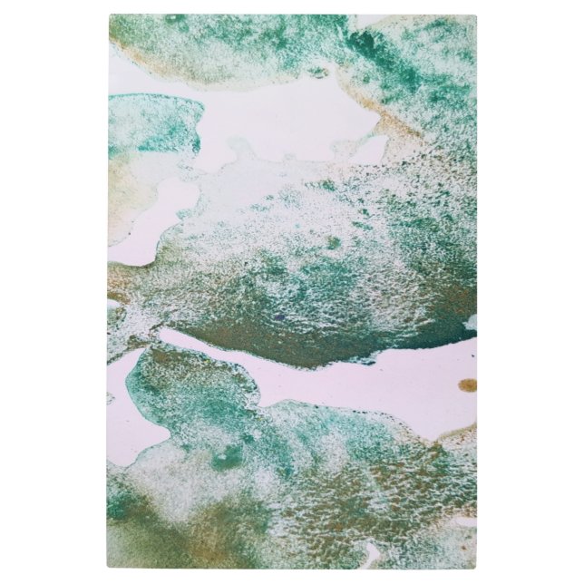 グリーンブラウン粘土の水の色のテクスチャメタル芸術 メタルプリント (正面)