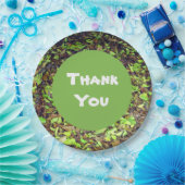 グリーンブラウン紅葉感謝 ペーパープレート (パーティー)