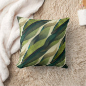 グリーンブラウン葉抽象芸術アーストーン クッション (ブランケット)
