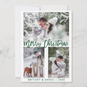 グリーンブラシスクリプトフォトメリークリスマス シーズンカード (正面)