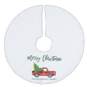 グリーンブラシスクリプトヴィンテージトラッククリスマス フェイクリネンツリースカート (正面)