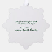 グリーンブラシスクリプト水彩ヴィンテージレッドトラック オーナメントカード (裏面)