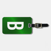 グリーンブラシ仕上げメタリックモノグラムイニシャル ラゲッジタグ (正面横)