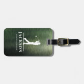グリーンブラシ付き金属モノグラムパーソナライズされたゴルファー ラゲッジタグ (正面横)