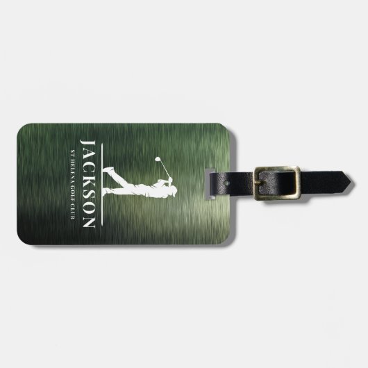 グリーンブラシ付き金属モノグラムパーソナライズされたゴルファー ラゲッジタグ (正面横)