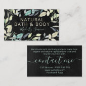 グリーンブラックの黒板手作りバス体スパ 名刺 (正面/裏面)