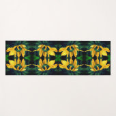 グリーンブラックアイドスーザン抽象芸術フラワーアート ヨガマット (正面(横))