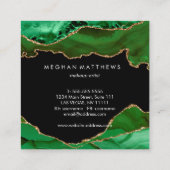グリーンブラックアゲート美しいスタイリスト  スクエア名刺 (裏面)