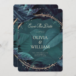 グリーンブラックエレガント日付の保存招待状 セーブザデート
