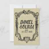 グリーンブラッククラシックヴィンテージ結婚ズ サンキューカード (裏面)