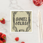 グリーンブラッククラシックヴィンテージ結婚ズ スタンダードカクテルナプキン (インサイチュ)