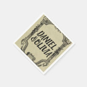 グリーンブラッククラシックヴィンテージ結婚ズ スタンダードカクテルナプキン (角)