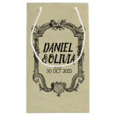 グリーンブラッククラシックヴィンテージ結婚ズ スモールペーパーバッグ (裏面)