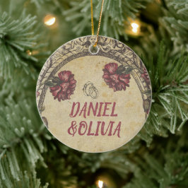 グリーンブラッククラシックヴィンテージ結婚ズ セラミックオーナメント