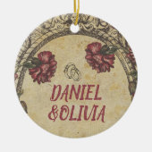 グリーンブラッククラシックヴィンテージ結婚ズ セラミックオーナメント (正面)