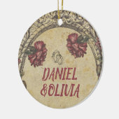 グリーンブラッククラシックヴィンテージ結婚ズ セラミックオーナメント (左)