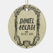 グリーンブラッククラシックヴィンテージ結婚ズ セラミックオーナメント (左)