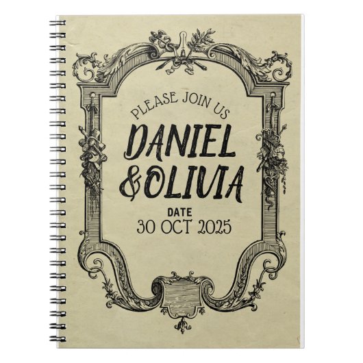 グリーンブラッククラシックヴィンテージ結婚ズ ノートブック (正面)