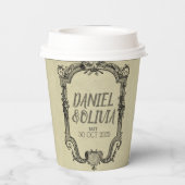 グリーンブラッククラシックヴィンテージ結婚ズ 紙コップ (裏面)