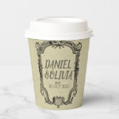 グリーンブラッククラシックヴィンテージ結婚ズ 紙コップ (正面)