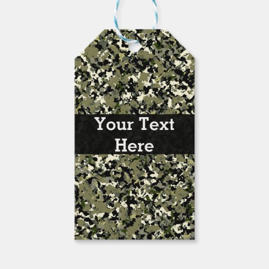 グリーンブラッククリームカモフラージパターン ギフトタグ (正面)