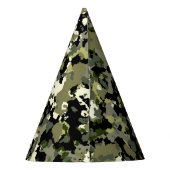 グリーンブラッククリームカモフラージュ誕生日パーティー パーティーハット (裏面)