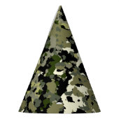 グリーンブラッククリームカモフラージュ誕生日パーティー パーティーハット (左)