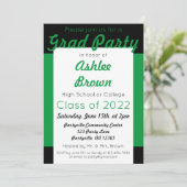 グリーンブラックグラードパーティーはっきりした卒業 招待状 (スタンド正面)