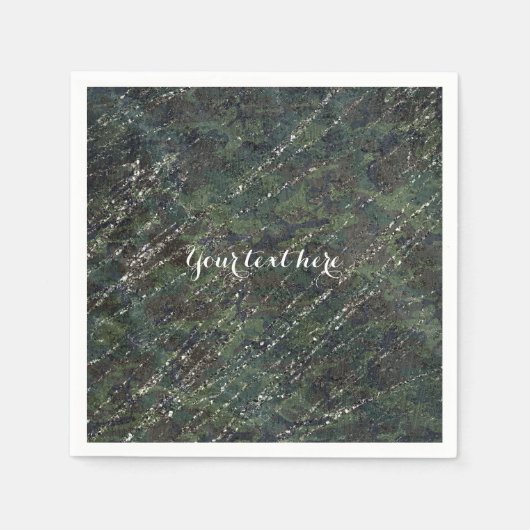 グリーンブラックグレーモダン大理石デザイナーシックパーティー スタンダードカクテルナプキン (正面)