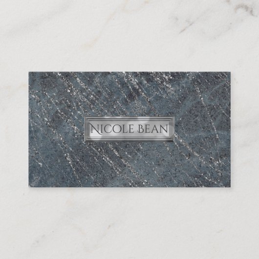 グリーンブラックグレーモダン大理石デザイナーシック 名刺 (正面)