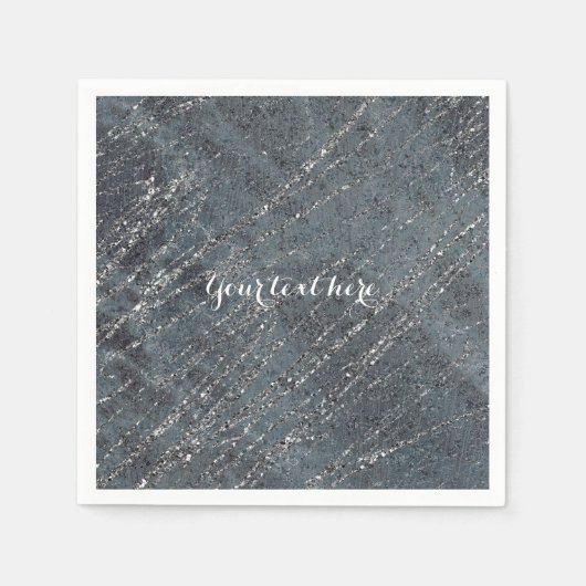 グリーンブラックグレーモダン大理石デザイナーパーティー スタンダードカクテルナプキン (正面)