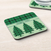 グリーンブラックコージータータンチェックパインツリーズ コースター (左側)