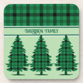 グリーンブラックコージータータンチェックパインツリーズ コースター (正面)