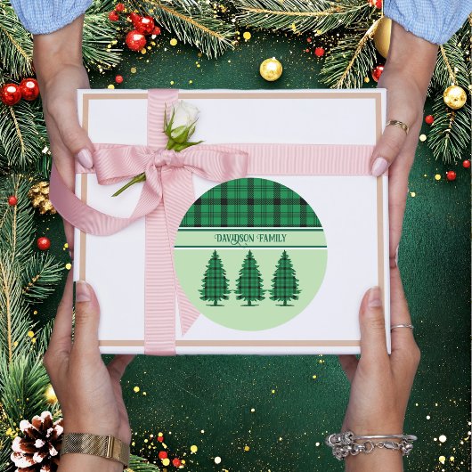 グリーンブラックコージータータンチェックパインツリーズ ラウンドシール