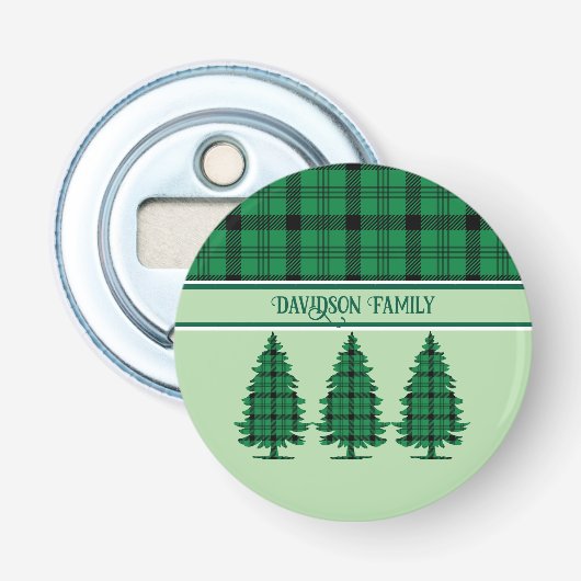 グリーンブラックコージータータンチェックパインツリーズ 栓抜き (正面)