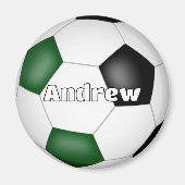 グリーンブラックサッカーをテーマにした名前をカスタムする マグネット (正面)