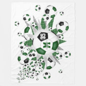 グリーンブラックサッカーボールが女の子の名前 フリースブランケット (正面)