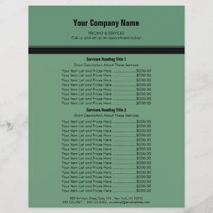 グリーンブラックシンプルの縁ど価格リスト2 チラシ